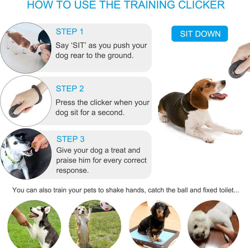 Dog Clicker, [4 PCS, Multi-Color] Dog Training Clicker with Wrist Strap for Dog Cat Horse Clickers for Dog Training Lightweight Durable Puppy Clicker Training Kit, for Pet Lovers